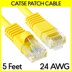 5FT Cat5e Patch Cord Yellow Cat 5e Ethernet Cable RJ45 Internet NAS Modem Cord - Picture 1 of 3