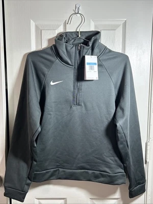 NWT Nike Therma Women's Anthracite Fleece Half Zip Training Top (CN9390-060) M - Image 1 of 4