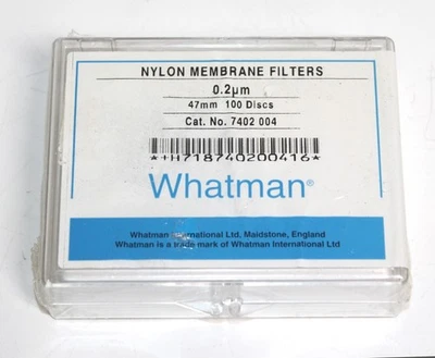 Círculos de filtro de membrana de nailon Whatman 7402-004 0,2 μm tamaño de poro, 47 mm de diámetro Foto 1 de 4