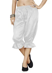 White Women Satin Victorian Bloomers Gothic Renaissance Pantaloons Dress - Picture 1 of 2