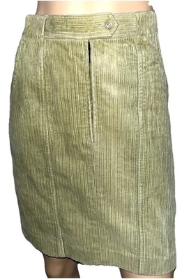 August Silk Logic Pana Verde Pálido Forrado Recto Frontal Cremallera Falda Talla 6/36 Foto 1 de 4