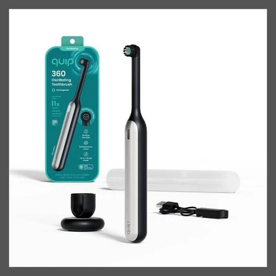 Estuche de viaje cepillo de dientes eléctrico oscilante recargable quip 360 negro/plateado Foto 1 de 4