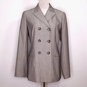 Calvin Klein Jacket Womens 10 Gray Stretch Lined Double Breasted Pockets Career - Picture 1 of 15