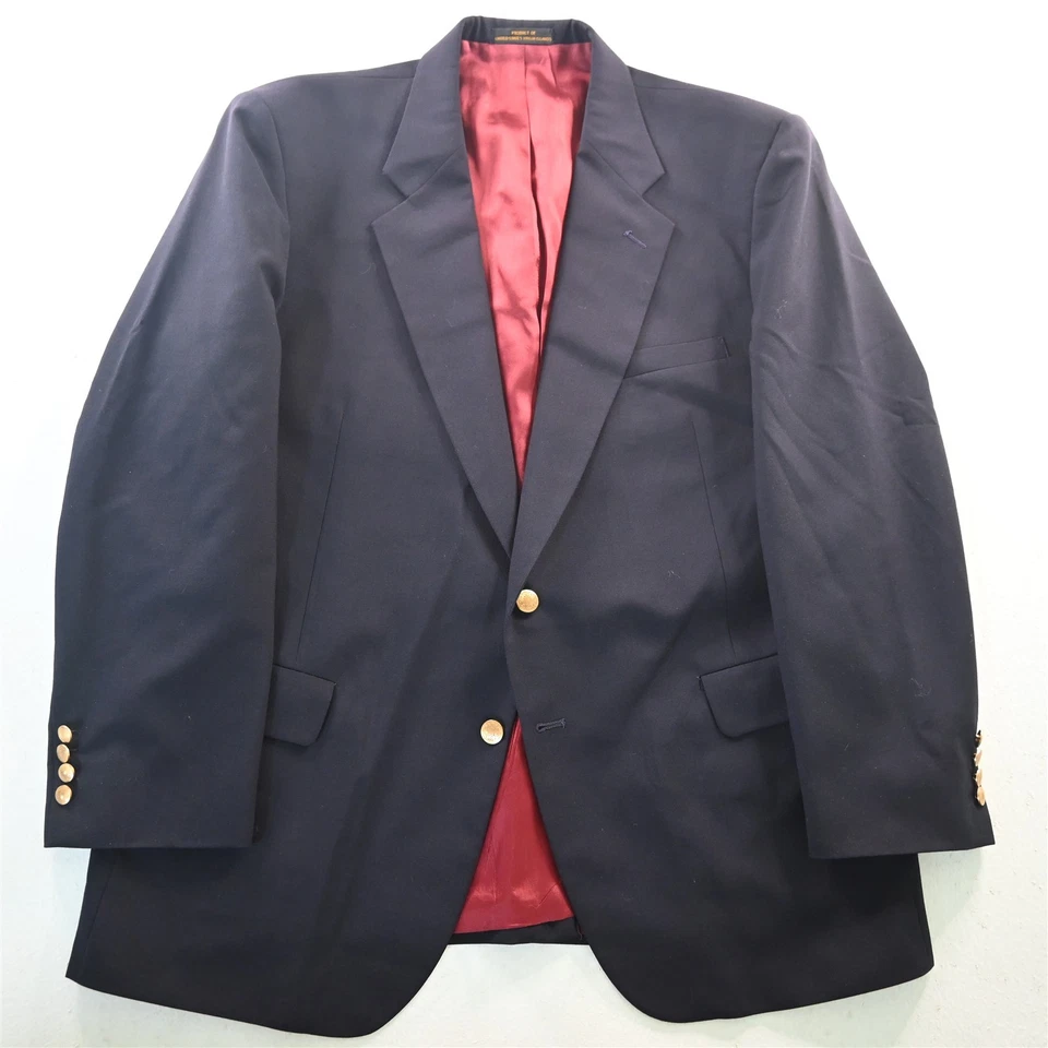 Chaqueta Blazer Abrigo Deportivo De Colección Hecha en EE. UU. 46R Azul Marino Dorado Botón 100% Lana para Hombres Foto 1 de 4