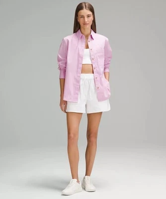 Lululemon Cotton Blend Poplin Button Down Shirt Vitapink Pink Size XS Oversized - Image 1 of 4