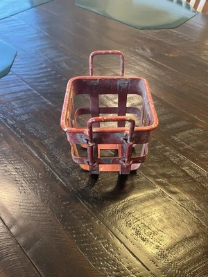 Rustic Red Metal Small Basket Crate Industrial Farmhouse 4.5" X 4.5" X 5.5" - Image 1 of 4