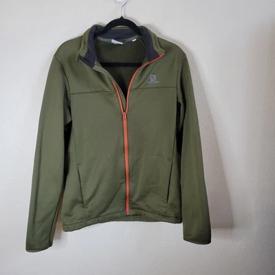 Chaqueta Salomon verde oliva con cremallera naranja para hombre mediana Foto 1 de 4