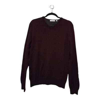 Calvin Klein V-Neck Merino Wool Sweater Mens LG Burgundy Business Casual Work - Image 1 of 4