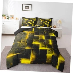3D Geometric Bedding Set Abstract Aesthetic Comforter, Black Queen Abstract 08 - Picture 1 of 7