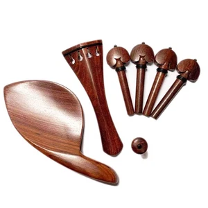 4/4 Violin Rose Wood Fitting Tailpiece Chinrest Pegs Endpin Hill Shape - Picture 1 of 5