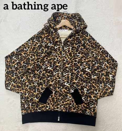 A BATHING APE (BAPE) Felpa con cappuccio mimetica leopardata A Bathing Ape full zip Bape