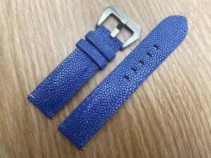 26mm 25 24 23 22 21 20mm 19 18 17 16 14 Blue Stingray Leather Watch Strap Band - Picture 1 of 12