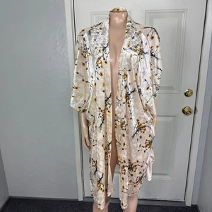 Anthopologie Floreat Damen Kimono One Size Pusteblume Velour lang vorne offen K3 - Bild 1 von 7
