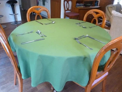 Dark Green Cotton Tablecloth: 72" Circular Cover Perfect for Christmas - Image 1 of 4