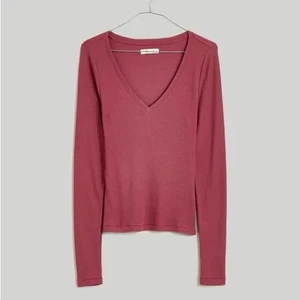 Camiseta Madewell Brightside Finerib Cuello en V Manga Larga en Uva Prensada Talla XL - Imagen 1 de 8