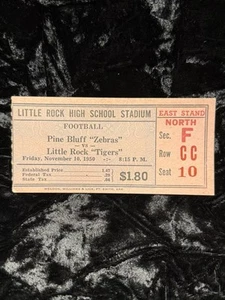 Vintage 1950 Pine Bluff Zebras Little Rock Tigers Football Ticket Stub - Bild 1 von 3