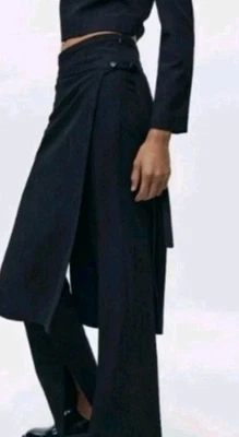 ZARA WOOL PINSTRIPE  Pareo Skirt Over Trousers ZW Collection sz S M 8722/807 - Image 1 of 4