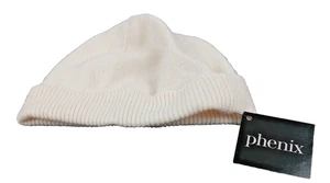 Damen Phenix Kaschmir Rippbündchen Beanie Einheitsgröße Elfenbein - Bild 1 von 4