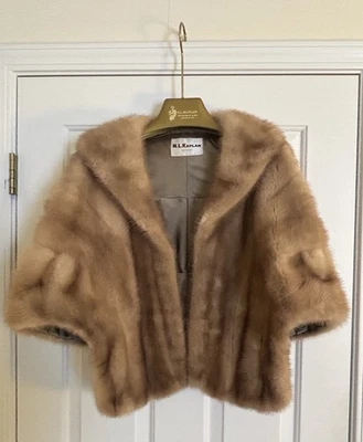 Vintage Mink Stole Women’s Real Fur - Blonde/Brown Shawl Wrap w/monogrammed name - Image 1 of 4