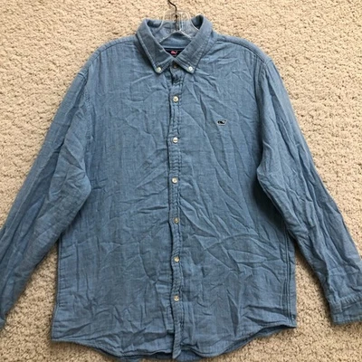 Vineyard Vines Button Down Shirt Large Adult Blue Slim Whale Long Sleeve Mens L - Image 1 of 4