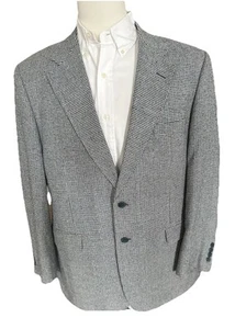 Abrigo deportivo para hombre chaqueta 44R Tom Rich azul/blanco pata de gallo 100 % seda impecable - Imagen 1 de 24