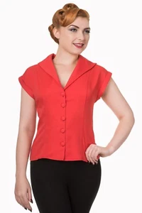 Lippenstift rot Rockabilly Pinup Vintage 50er Jahre Retro Shirt Bluse Top VERBOTENE Kleidung - Bild 1 von 2
