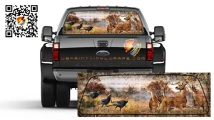 Hunting Deer Turkey Forest Rear Window Perf Graphic Decal Sticker Trucks Campers - Picture 1 of 5
