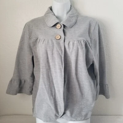 Ambition Gray Swing Cardigan Jacket 3/4 Bell Sleeves Two Button Close Womans XL - Image 1 of 4