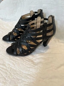 Nine & Co Women’s Black All man-made Open Toe Heels Pumps Shoes 7 M - Picture 1 of 8