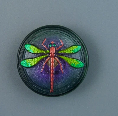 COLORFUL CZECH GLASS BUTTON - DRAGONFLY - Image 1 of 4