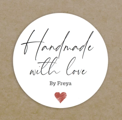 Handmade With Love Round labels Self Adhesive Printed Circle Business Stickers