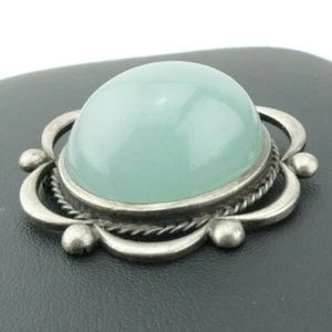 Spilla vintage extra large arti e mestieri cabochon pietra preziosa artigianale argento - Foto 1 di 10