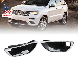 1Pair For Jeep Grand Cherokee 2017-2021 Fog Light Lamp Cover & Chrome Trim LH+RH - Picture 1 of 8