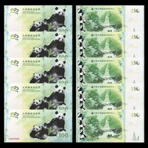 10pcs Red UV Paper Banknotes 150th Anniversary Panda Embracingthe World Money - Picture 1 of 8