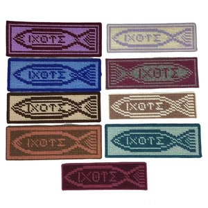 Vintage Jesus Religious Christian Fish Patches Ichthys Cross Stitch Lot of 9  - Picture 1 of 12