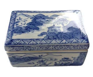 PLATO CON TAPA VINTAGE JAPONÉS AZUL BLANCO PORCELANA PINTADO A MANO Sin marca - Imagen 1 de 11