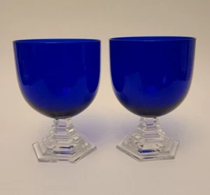 Baccarat Orsay Cobalt Blue Crystal Claret Wine Glass -Lot of 2 - Picture 1 of 12