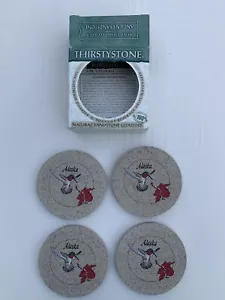 Thirstystone Coasters NEW Alaska Hummingbird & Flower Set of 4 w/Box USA Made - Picture 1 of 9