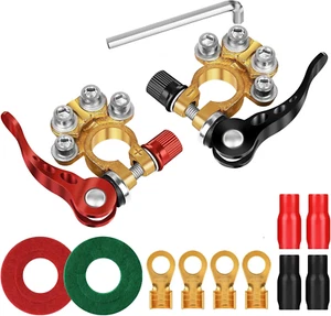 Conectores de terminales de batería 1 par de cobre puro, 4 vías de conexión rápi - Picture 1 of 12