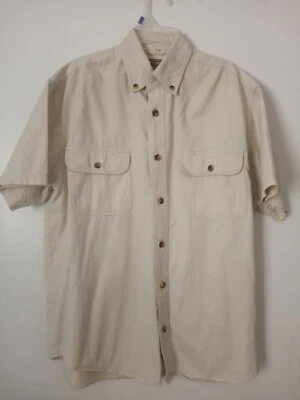 C.E. Camisa Schmidt Work Wear Marfil Algodón Manga Corta Botón Delantero M Foto 1 de 3