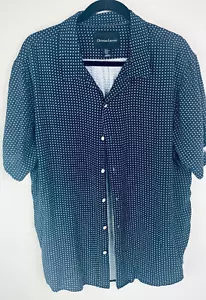 Camisa Christian Lacroix Para Hombres Azul Marino Talla XL Geométrica Con Botones - Imagen 1 de 6