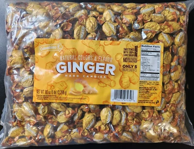Columbina 5 lb Natural GINGER HARD CANDY Bulk Bag Wrapped Old Fashioned - Image 1 of 3