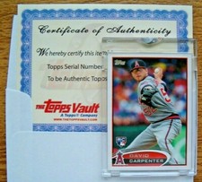 2012 Topps Updates 1/1 Blank Back #US321 David Carpenter RC Anaheim Angels COA