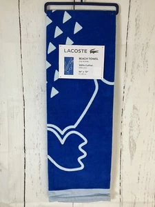 Lacoste Beach Towel 36" X 72" Blue Cotton Zap Croc Logo - Picture 1 of 7