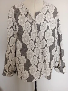 Women's lightweight lined jacket Ferin London flowers, size 1X, cotton - Picture 1 of 10