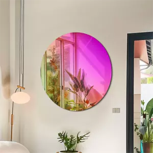 Round Wall Mirror Iridescent Effect Accent Mirror Rainbow Decor Mirror for Home - Picture 1 of 12