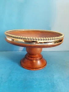 SCHÖNER DEKORATIVER SPEISEBESTECK AUS HOLZ NACH MASS MIT METALLISCHEM RING HERGESTELLT IN INDIEN. - Bild 1 von 7