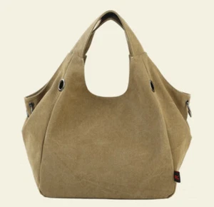 Ladies Handbag Canvas BROWN - H 12" x W 9.5" x D 6" - Perfect Gift ! - Picture 1 of 3