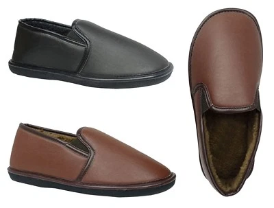 Zapatilla de casa para hombre interior exterior fondo de goma PU mocasín sin cordones-0230 Foto 1 de 4