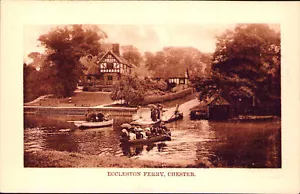Chester Reino Unido ~ Eccleston Ferry 1911 barcos con pasajeros - Imagen 1 de 3